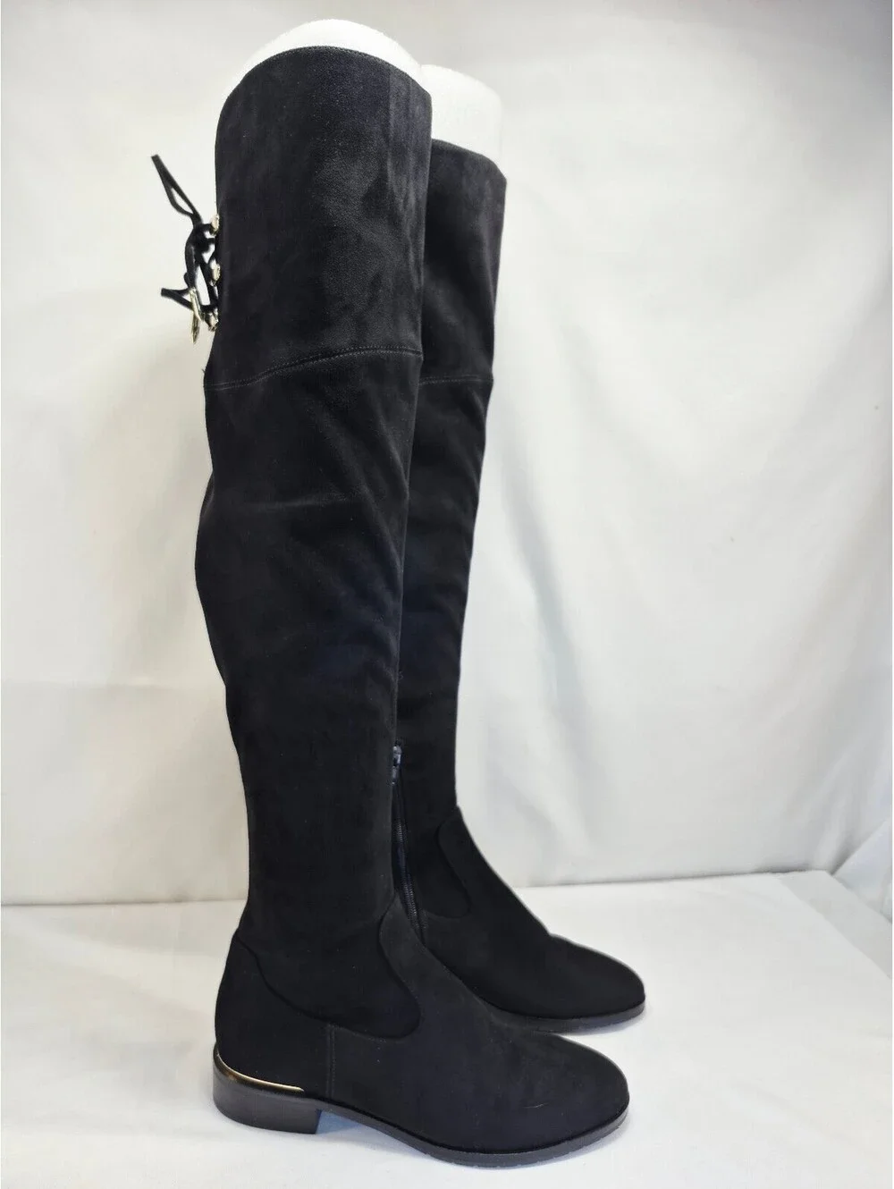 Ivanka Trump Women's 7M Black Suede Over The Knee Low Heel Boots